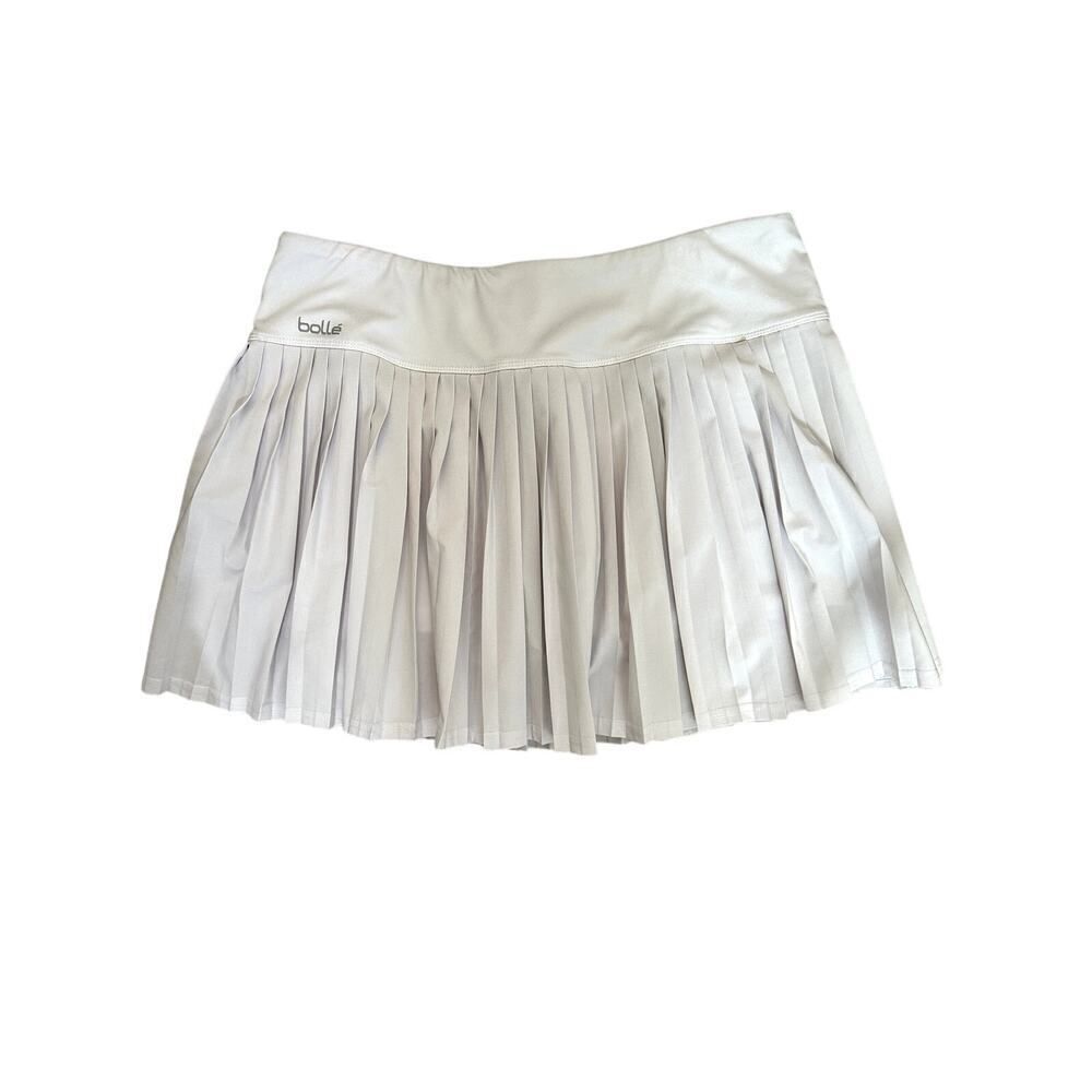 BOLLE Women's Pleated Athletic Tennis Mini Skort/Skirt White Size Large
